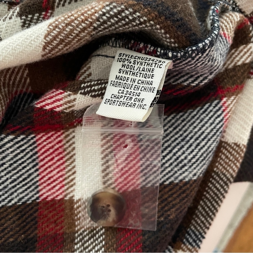 NWT Cropped Plaid Shacket Button Up Top (C by One Brand) size XS - Picture 3 of 4